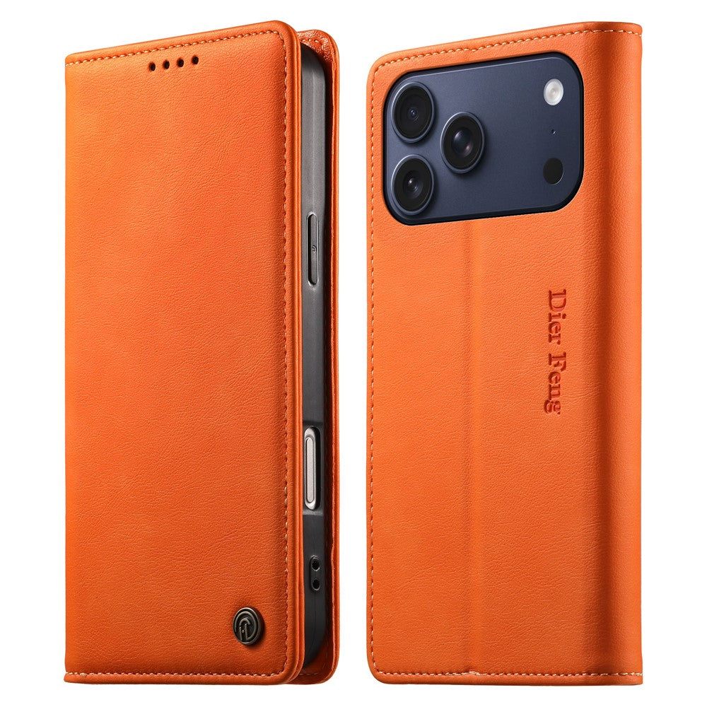 DIERFENG DF-019 til iPhone 18 Pro Max / 17 Pro Max Læderpung Etui Kortlommer RFID-Blokering Magnetisk Flip Cover