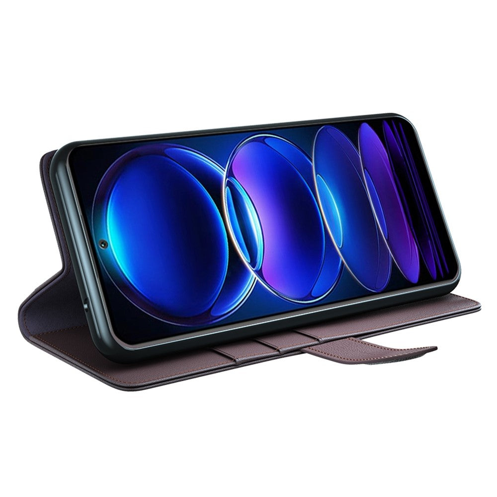 Xiaomi Redmi Note 12 5G (Global) / (Indien) / (Kina) / Poco X5 5G-skal i äkta splitläder med plånbok