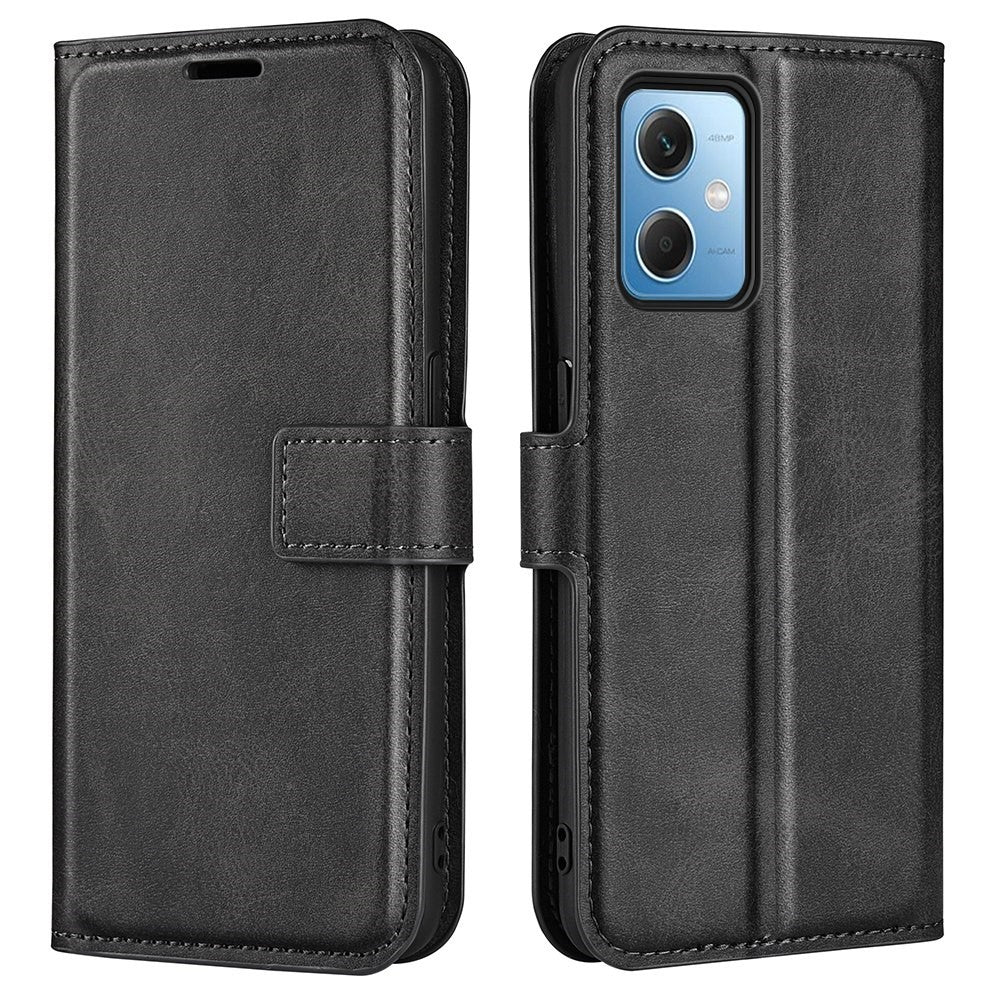 Mobilmobilskal för Xiaomi Redmi Note 12 5G (Global) / (Indien) / (Kina) / Poco X5 5G PU-läder, kalvtextur, stativ, magnetiskt fällbart mobilskal