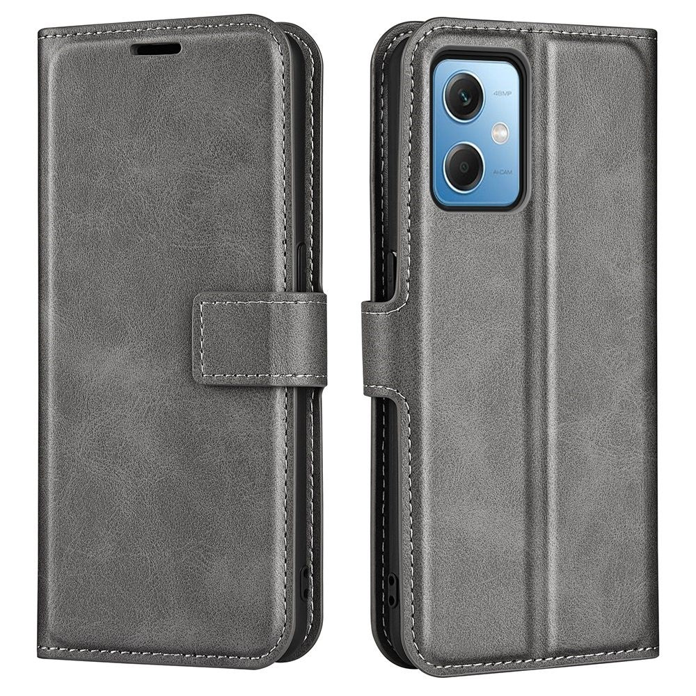 Mobilmobilskal för Xiaomi Redmi Note 12 5G (Global) / (Indien) / (Kina) / Poco X5 5G PU-läder, kalvtextur, stativ, magnetiskt fällbart mobilskal