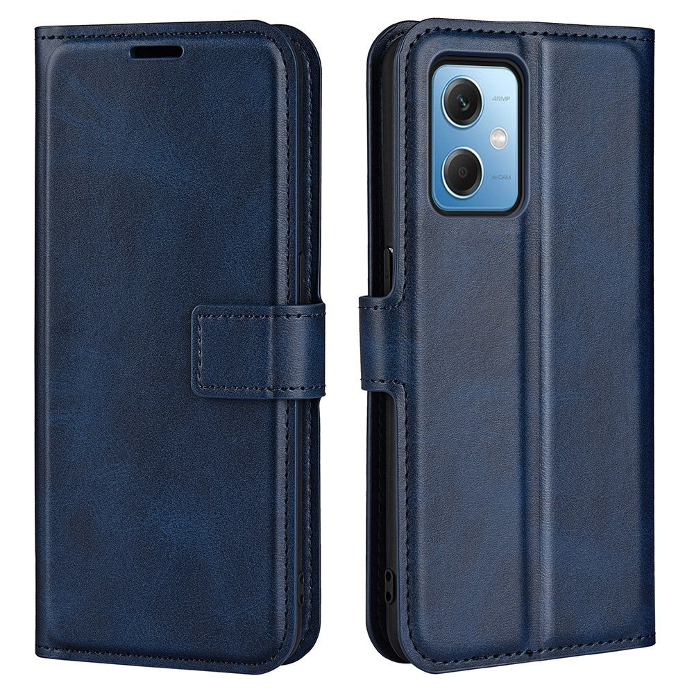 Mobilmobilskal för Xiaomi Redmi Note 12 5G (Global) / (Indien) / (Kina) / Poco X5 5G PU-läder, kalvtextur, stativ, magnetiskt fällbart mobilskal