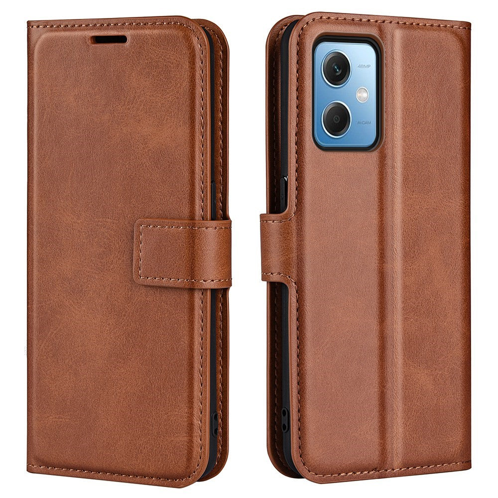 Mobilmobilskal för Xiaomi Redmi Note 12 5G (Global) / (Indien) / (Kina) / Poco X5 5G PU-läder, kalvtextur, stativ, magnetiskt fällbart mobilskal