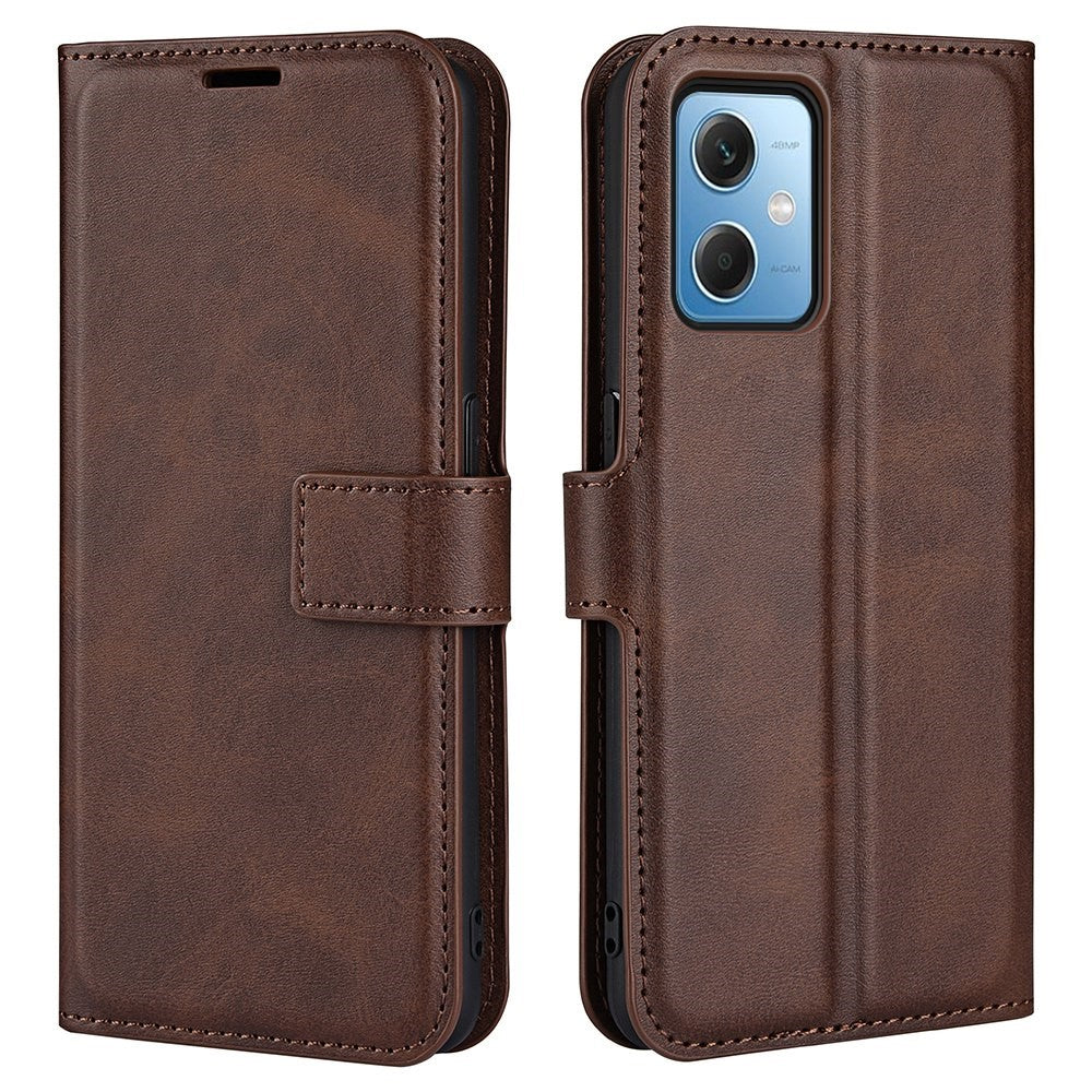 Mobilmobilskal för Xiaomi Redmi Note 12 5G (Global) / (Indien) / (Kina) / Poco X5 5G PU-läder, kalvtextur, stativ, magnetiskt fällbart mobilskal