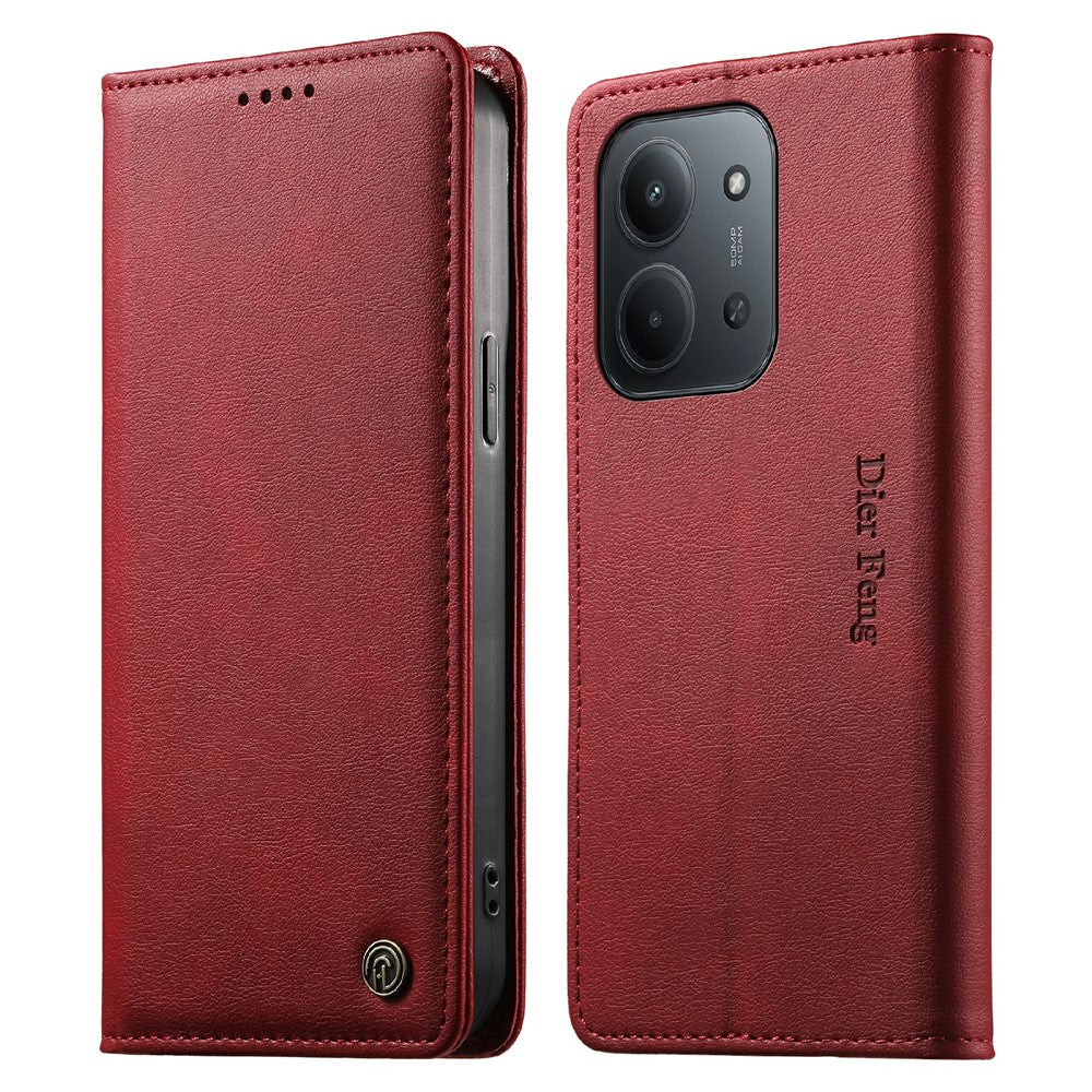 DIERFENG DF-019 Leather Wallet Case for Xiaomi Redmi 15C 5G (Global) (171mm)  /  Redmi 15C 4G (Global) (171mm)  /  Poco C85 4G (171mm) Card Slots RFID Blocking Magnetic Flip Cover