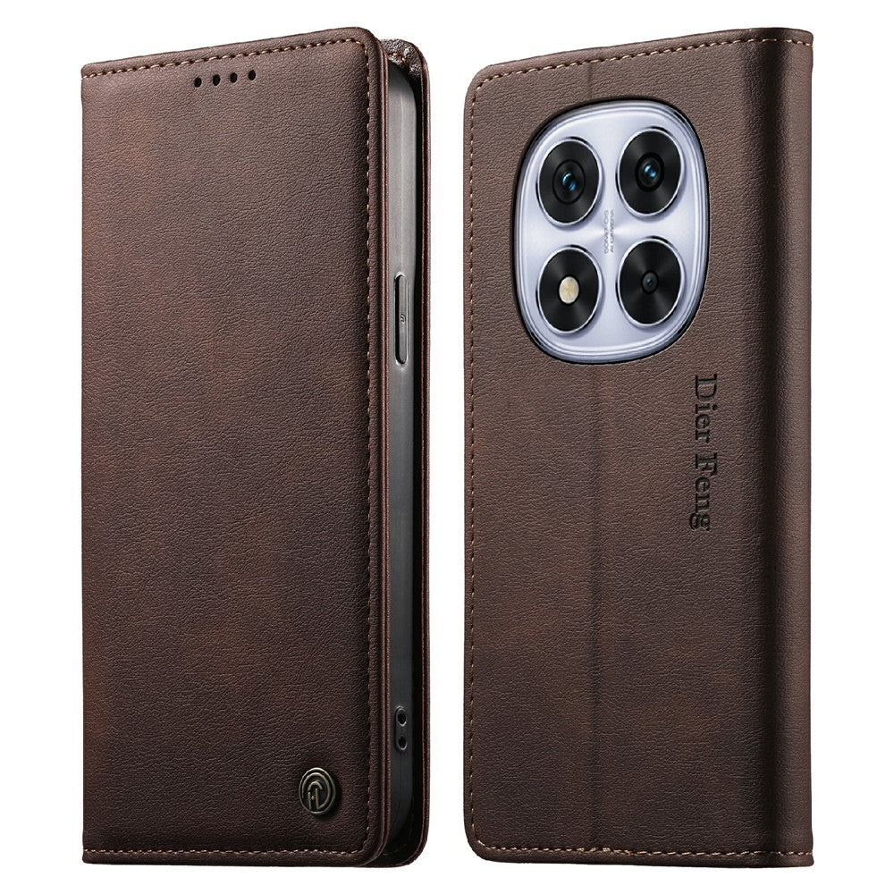 DIERFENG DF-019 Läderplånboksfodral för Xiaomi Redmi Note 14 Pro 5G / Poco X7 5G Kortplatser RFID-blockerande magnetiskt fällbart fodral