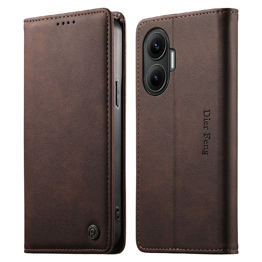 DIERFENG DF-019 Leather Wallet Case  for Xiaomi Redmi Turbo 4 Pro 5G  /  Poco F7 5G Card Slots RFID Blocking Magnetic Flip Cover