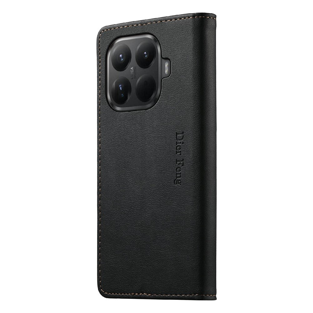 DIERFENG DF-019 för Xiaomi 15T Pro Läderplånboksfodral Kortplatser RFID-blockerande Magnetiskt Flipfodral