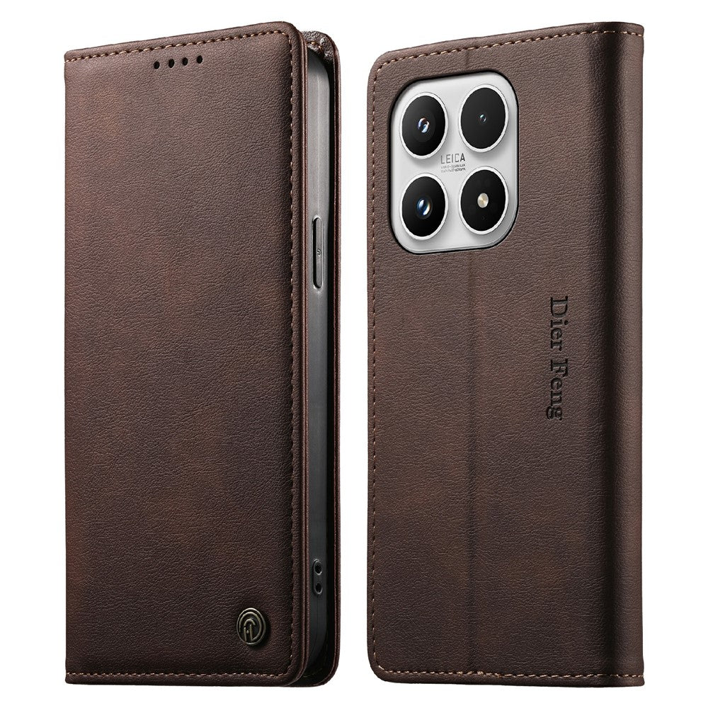 DIERFENG DF-019 for Xiaomi 17 Leather Wallet Case Card Slots RFID Blocking Magnetic Flip Cover