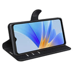 For Oppo A17 4G / A17k 4G PU Leather Stand Wallet Cell Phone Cover Flip Anti-dust Litchi Texture Phone Case