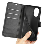 For Oppo A17 4G / A17k 4G PU Leather Stand Wallet Cell Phone Cover Flip Anti-dust Litchi Texture Phone Case