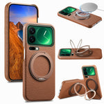 For Xiaomi 17 Pro Magnetic Case PC PU Phone Cover with 360 Rotating Ring Kickstand