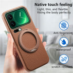 For Xiaomi 17 Pro Magnetic Case PC PU Phone Cover with 360 Rotating Ring Kickstand