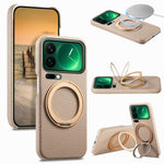 For Xiaomi 17 Pro Magnetic Case PC PU Phone Cover with 360 Rotating Ring Kickstand