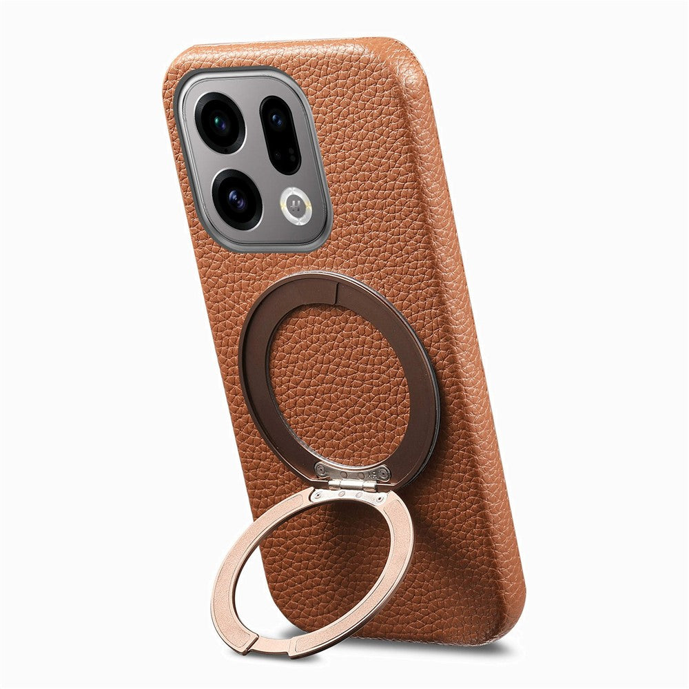 For Oppo Find X9 5G Magnetic Case PC PU Phone Cover with 360 Rotating Ring Kickstand