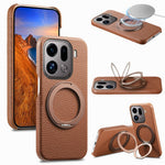 For Oppo Find X9 Pro 5G Magnetic Case PC PU Phone Cover with 360 Rotating Ring Kickstand