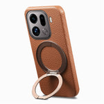 For Oppo Find X9 Pro 5G Magnetic Case PC PU Phone Cover with 360 Rotating Ring Kickstand