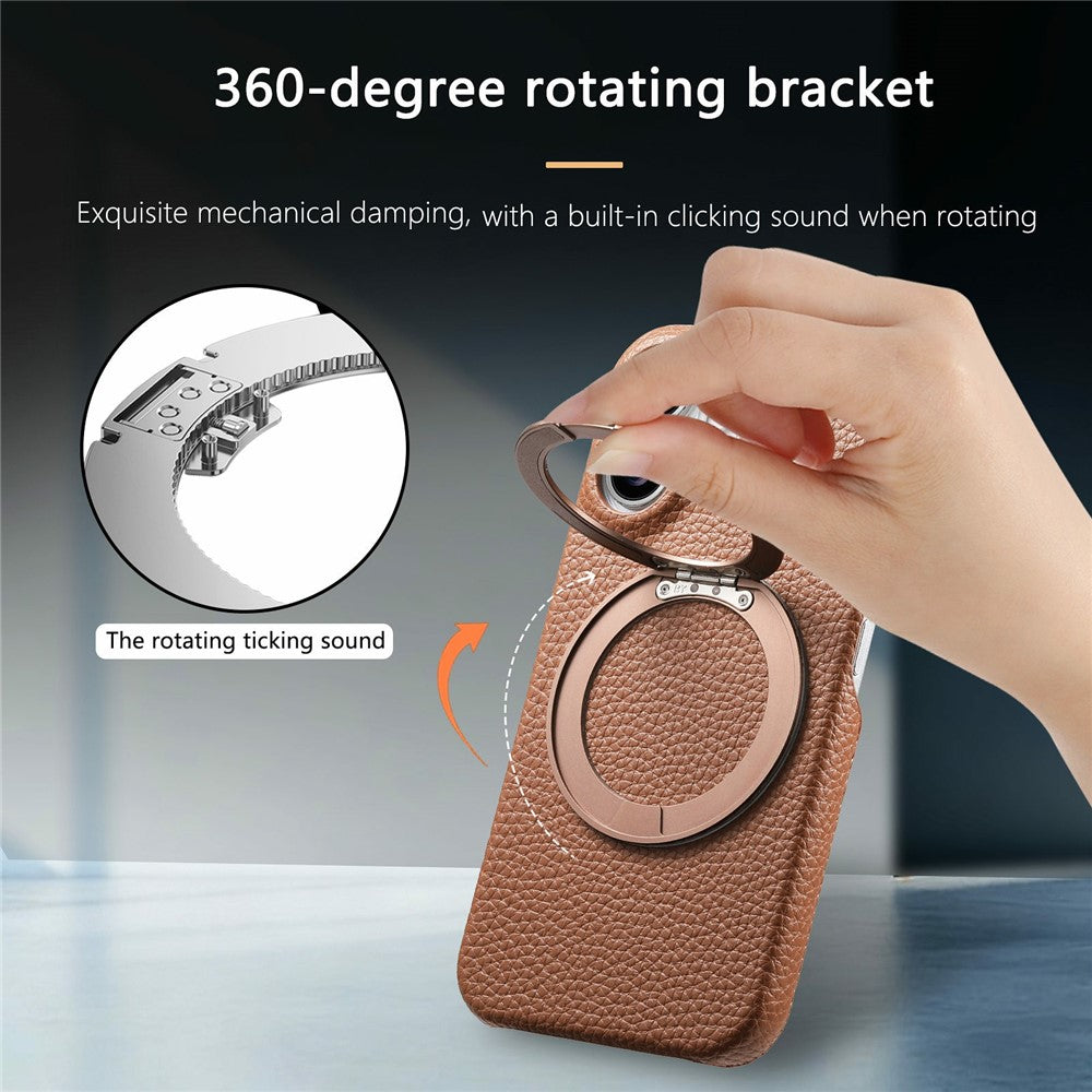 For Oppo Find X9 Pro 5G Magnetic Case PC PU Phone Cover with 360 Rotating Ring Kickstand