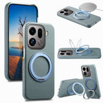 For Oppo Find X9 Pro 5G Magnetic Case PC PU Phone Cover with 360 Rotating Ring Kickstand