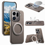For Oppo Find X9 Pro 5G Magnetic Case PC PU Phone Cover with 360 Rotating Ring Kickstand