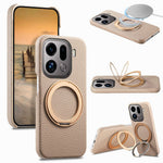For Oppo Find X9 Pro 5G Magnetic Case PC PU Phone Cover with 360 Rotating Ring Kickstand