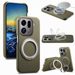 For Oppo Find X9 Pro 5G Magnetic Case PC PU Phone Cover with 360 Rotating Ring Kickstand
