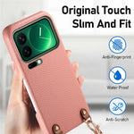 For Xiaomi 17 Pro Max Litchi Pattern Case with Lanyard Shockproof PC PU Leather Cover