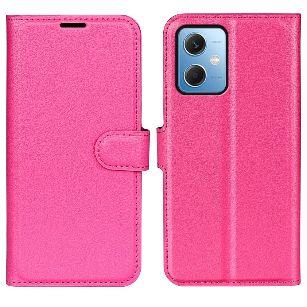 Xiaomi Redmi Note 12 5G (Global) / (Indien) / (Kina) / Poco X5 5G Fullt skyddande skal med fällbart lock, reptåligt litchi-textur, PU-läder, stativ, plånboksfodral