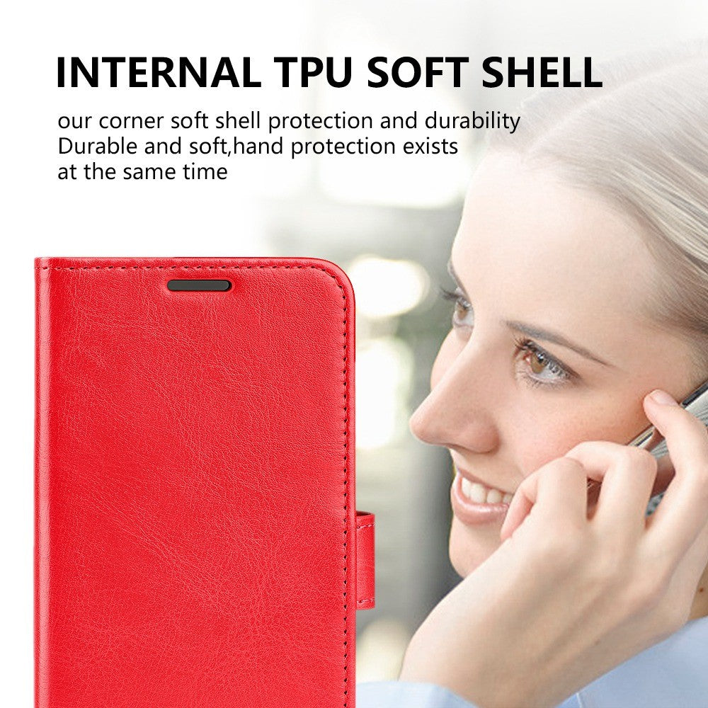 For Xiaomi Redmi Note 12 5G (Global) / (India) / (China) / Poco X5 5G Anti-scratch Crazy Horse Texture Flip Stand Case PU Leather Coated TPU Phone Wallet Cover