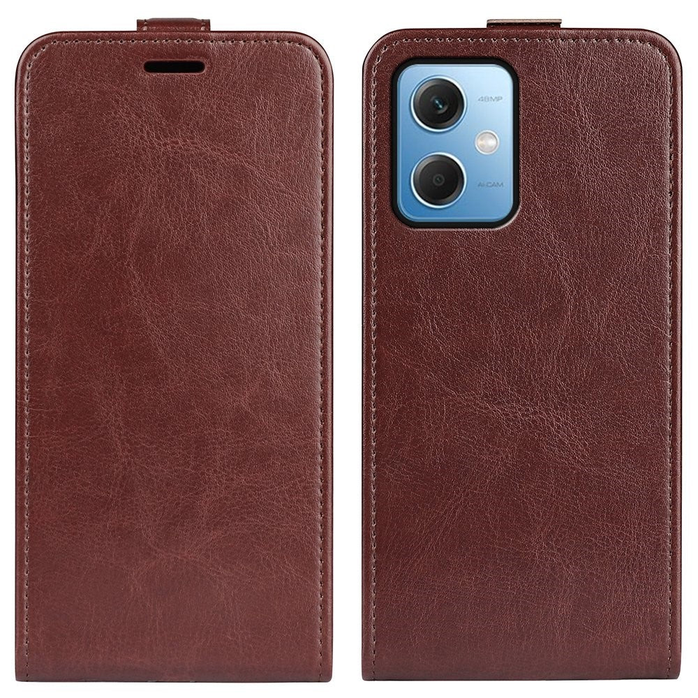 Xiaomi Redmi Note 12 5G (Global) / (Indien) / (Kina) / Poco X5 5G Crazy Horse Texture Korthållare Läderskyddande Fodral Vertikalt Flipfodral