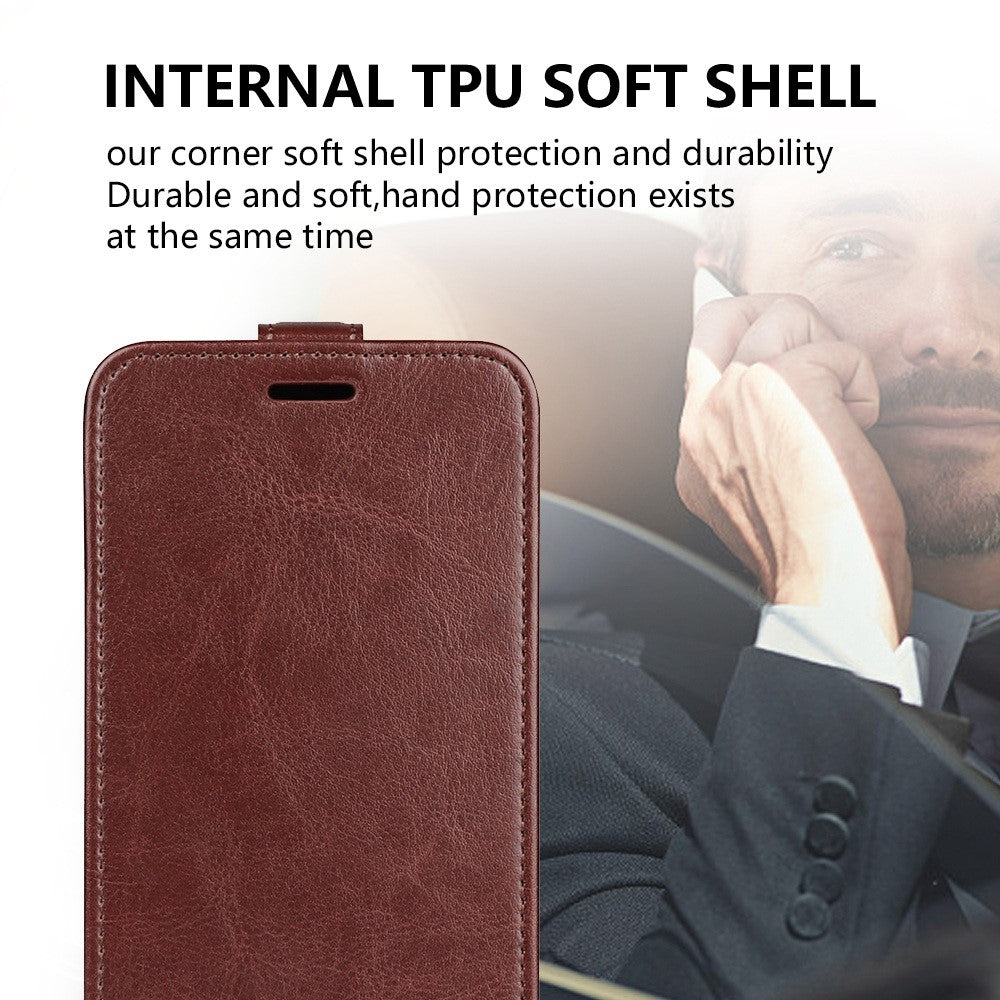 Xiaomi Redmi Note 12 5G (Global) / (Indien) / (Kina) / Poco X5 5G Crazy Horse Texture Korthållare Läderskyddande Fodral Vertikalt Flipfodral