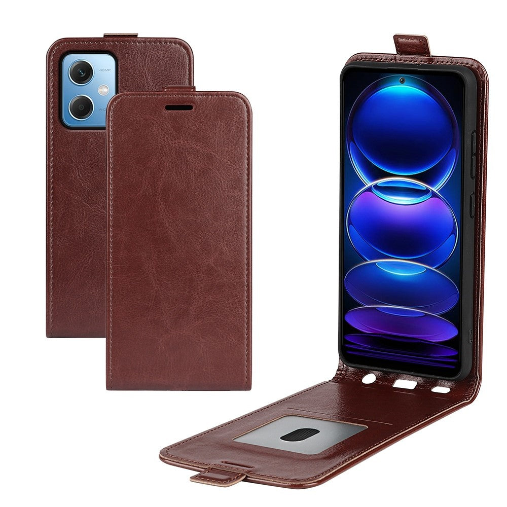Xiaomi Redmi Note 12 5G (Global) / (Indien) / (Kina) / Poco X5 5G Crazy Horse Texture Korthållare Läderskyddande Fodral Vertikalt Flipfodral