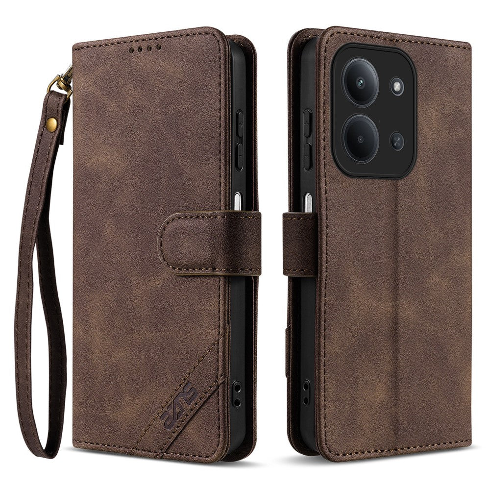 AZNS A2 Leather Case for Xiaomi Redmi 15C 4G (Global) (171mm)  /  Poco C85 4G (171mm) RFID Blocking Wallet Stand Phone Cover with Wrist Strap
