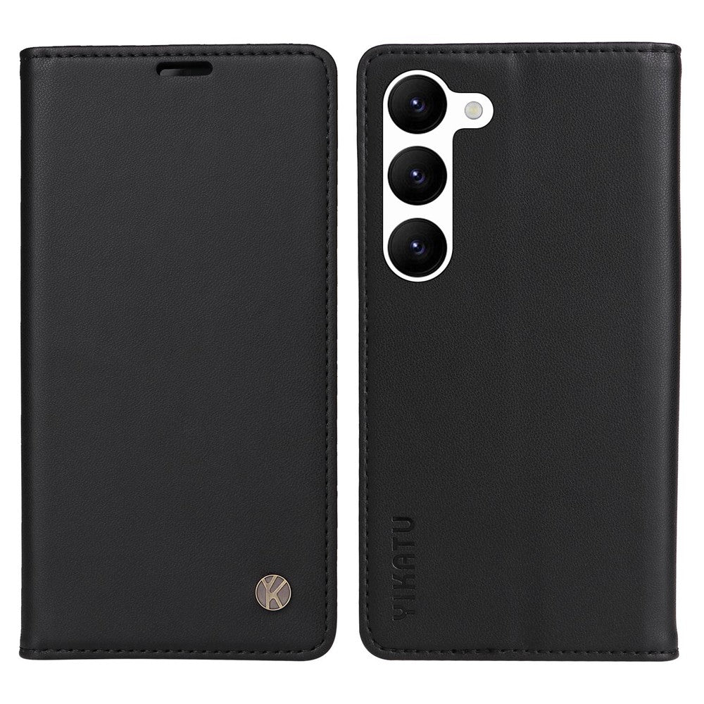 YIKATU YK-001 For Samsung Galaxy S23 PU Leather Drop-proof Case Magnetic Auto Closing Phone Stand Wallet Cover