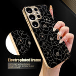 For Samsung Galaxy S26 Ultra Case Diamond Camera Ring Flower Pattern TPU PC Shockproof Protective Case