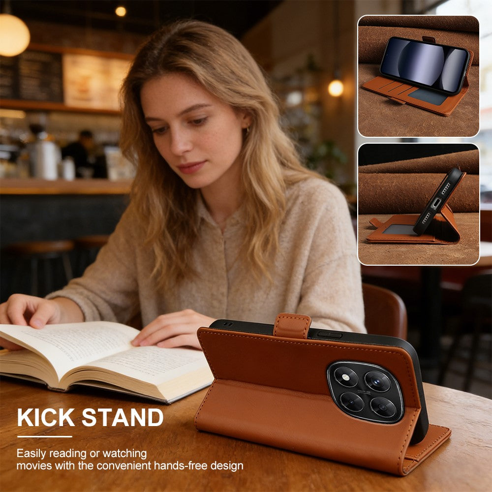 For Xiaomi Redmi Note 14 Pro 5G  /  Poco X7 5G Leather Case Wallet Stand TPU + PU Skin-touch Cover