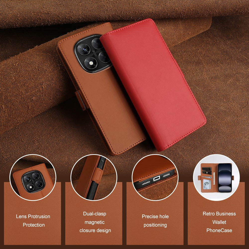 For Xiaomi Redmi Note 14 Pro 5G  /  Poco X7 5G Leather Case Wallet Stand TPU + PU Skin-touch Cover