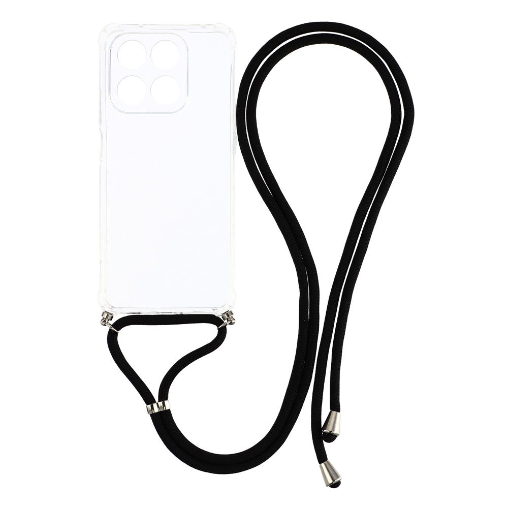 Case for Honor X7d 4G / 5G / 400 Smart 5G Reinforced Corner TPU Clear Phone Cover with Lanyard