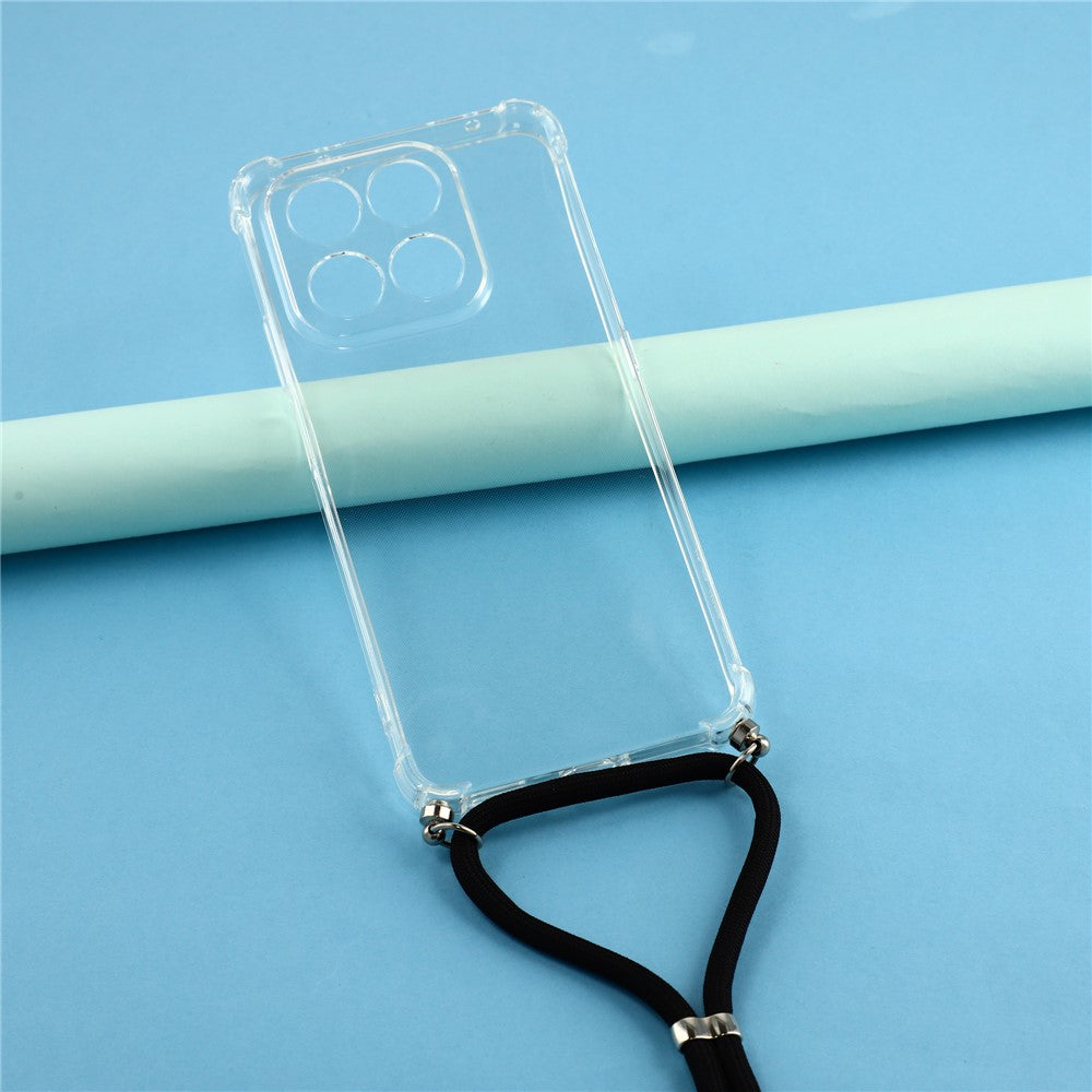 Case for Honor X7d 4G / 5G / 400 Smart 5G Reinforced Corner TPU Clear Phone Cover with Lanyard