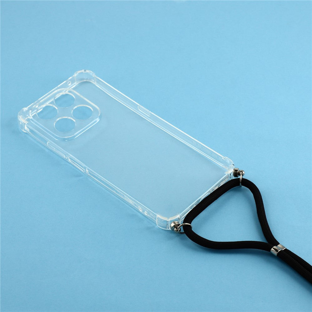 Case for Honor X7d 4G / 5G / 400 Smart 5G Reinforced Corner TPU Clear Phone Cover with Lanyard