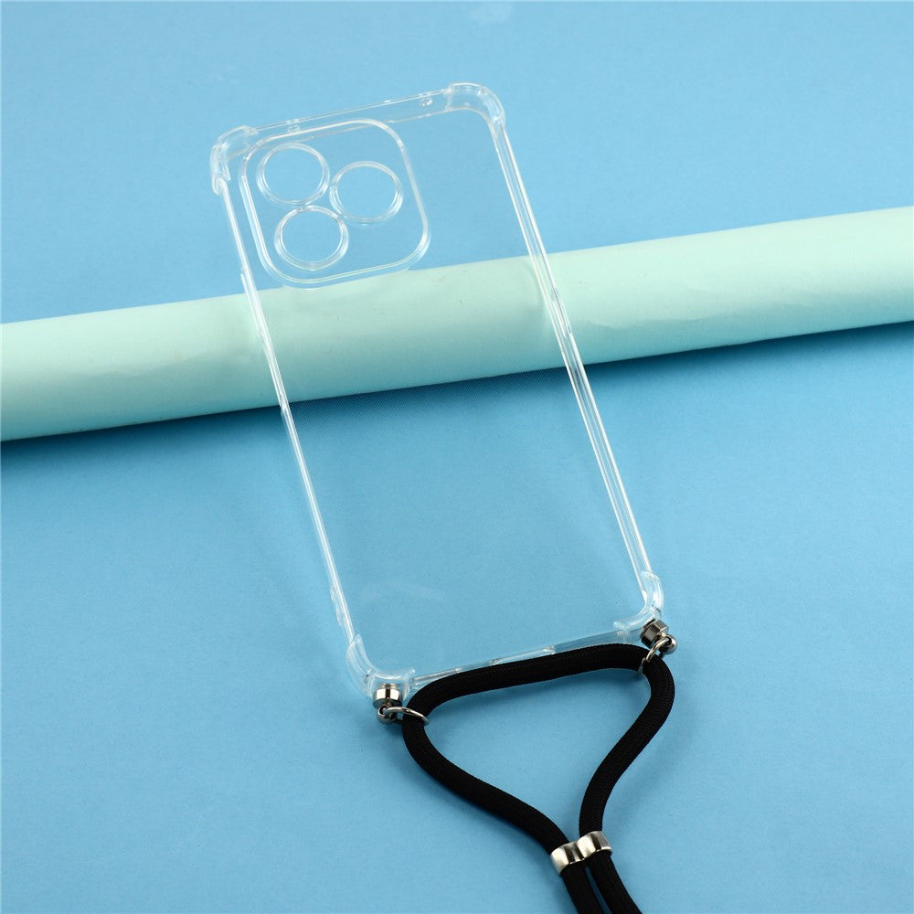 For Honor X8d 4G Case Reinforced Corner TPU Clear Phone Cover with Lanyard