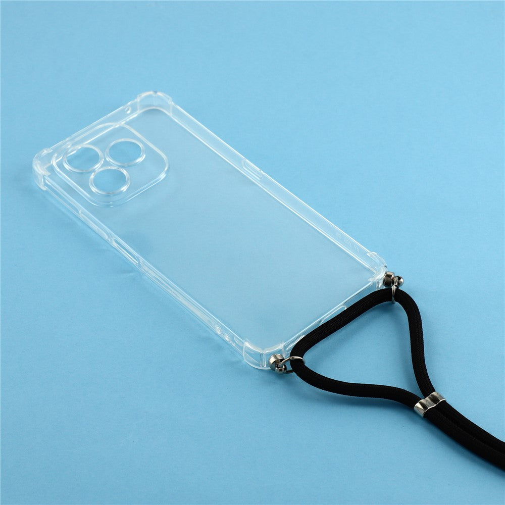 For Honor X8d 4G Case Reinforced Corner TPU Clear Phone Cover with Lanyard