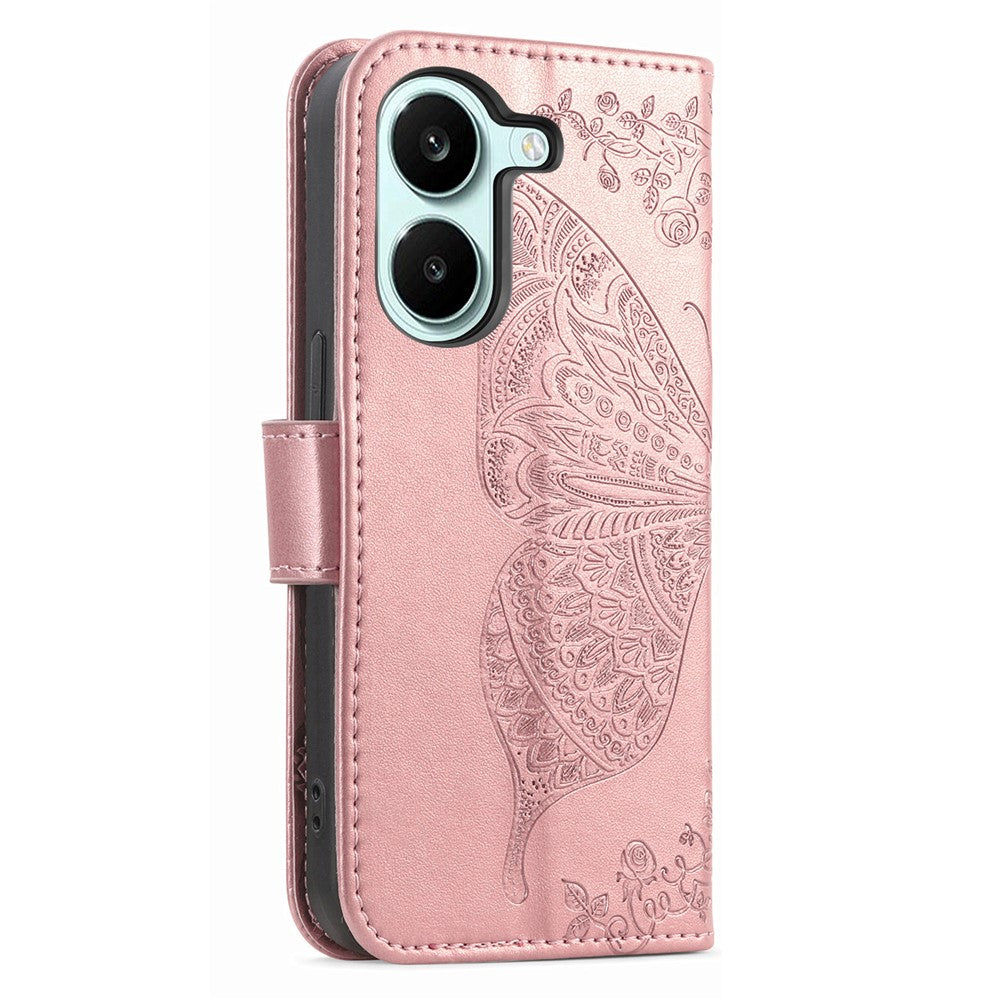 Case For Xiaomi Poco X8 Pro 5G  /  Redmi Turbo 5 5G Butterfly Pattern PU Leather Wallet Phone Cover with Strap