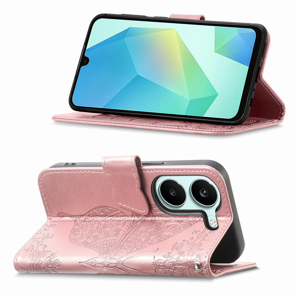 Case For Xiaomi Poco X8 Pro 5G  /  Redmi Turbo 5 5G Butterfly Pattern PU Leather Wallet Phone Cover with Strap