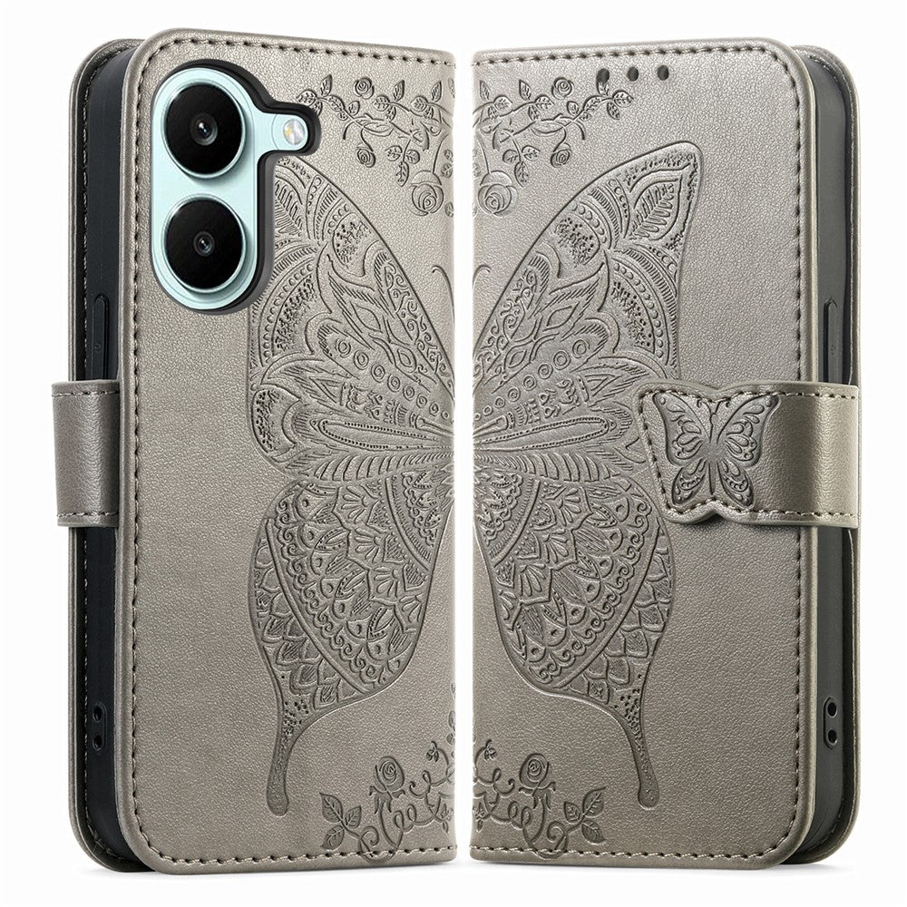 Case For Xiaomi Poco X8 Pro 5G  /  Redmi Turbo 5 5G Butterfly Pattern PU Leather Wallet Phone Cover with Strap