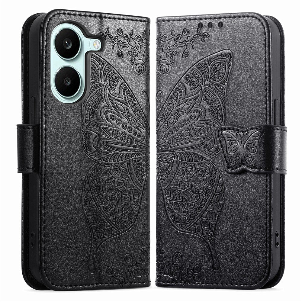 Case For Xiaomi Poco X8 Pro 5G  /  Redmi Turbo 5 5G Butterfly Pattern PU Leather Wallet Phone Cover with Strap