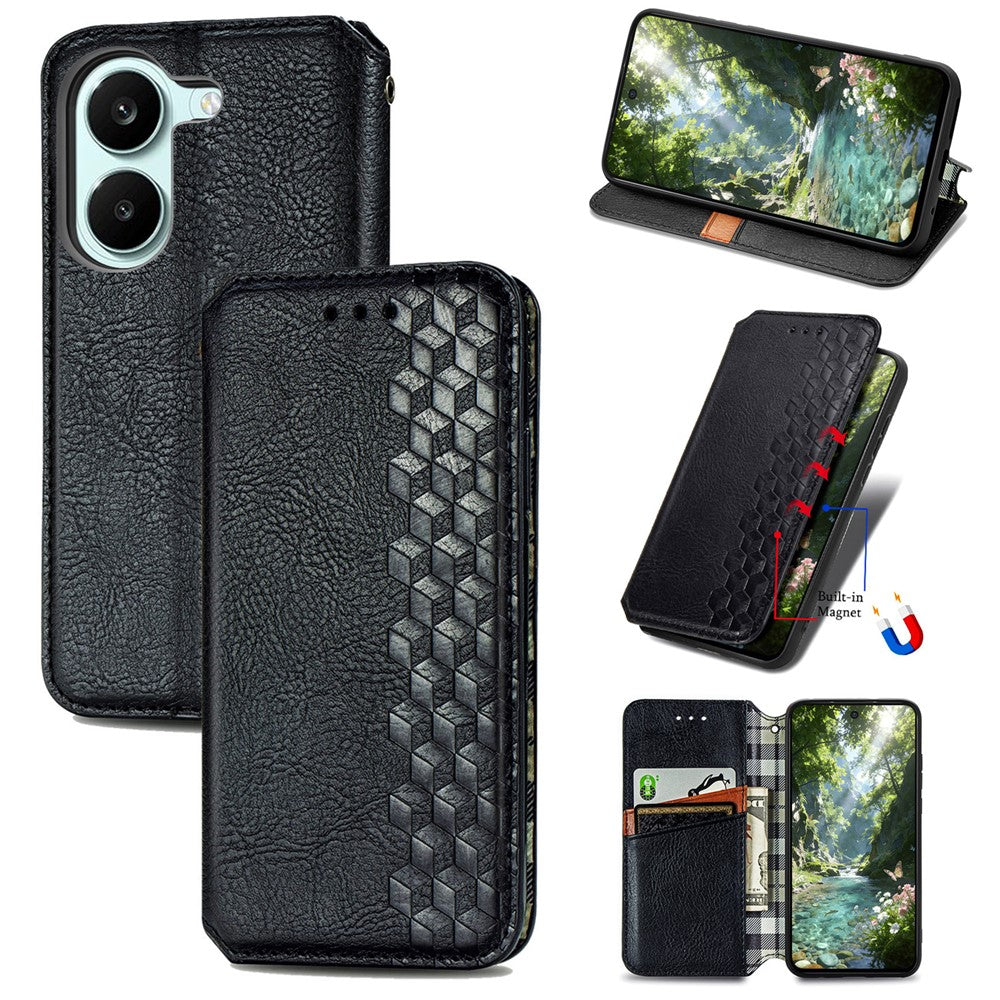 For Xiaomi Redmi Turbo 5 5G  /  Poco X8 Pro 5G Case Rhombus Imprint PU Leather Wallet Phone Cover