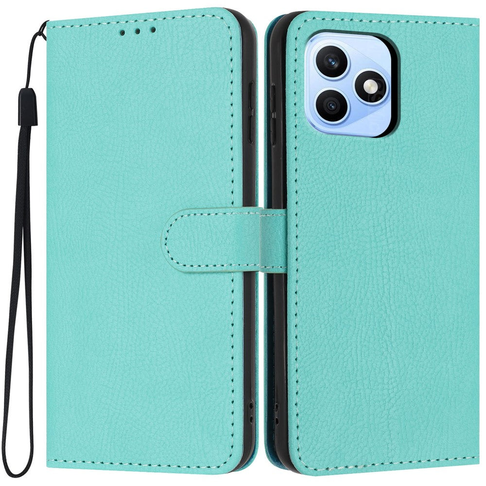 For Honor X8d 4G Pung Etui Litchi Tekstur Læder Flip Cover med Kortlommer og Håndrem