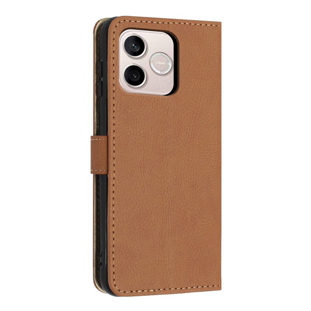 For Honor 600 Lite 5G Wallet Case Litchi Texture Leather Flip Cover with Card Slots and Hand Strap