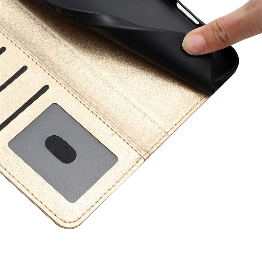 For Honor 600 Lite 5G Wallet Case Litchi Texture Leather Flip Cover with Card Slots and Hand Strap