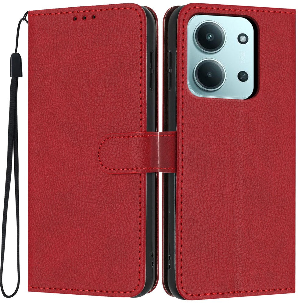 Wallet Case For Xiaomi Poco C85 5G  /  Redmi 15C 5G (EU) (173mm)  /  4G (EU) (173mm) Litchi Texture Leather Flip Cover with Card Slots and Hand Strap